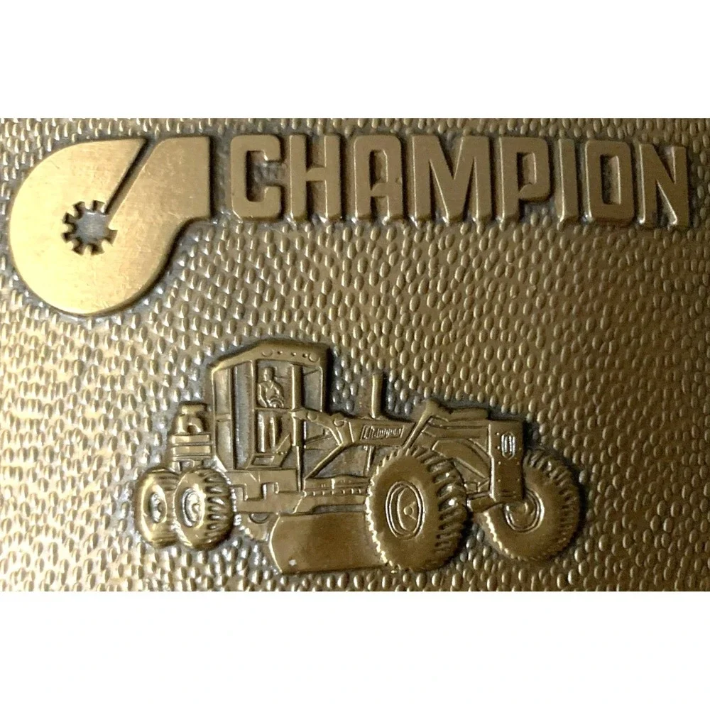 Vintage Champion Tractor Road Grater Brass Belt Buckle - NOS 3